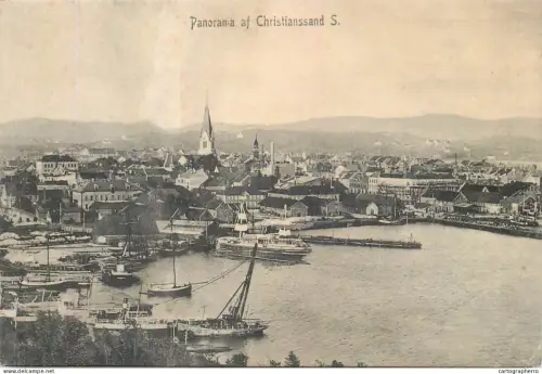 A5857 Norge panorama af Christianssand S.