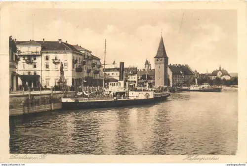A5857 Germany Lindau a. Bodensee Hafenpartie paddle steamer