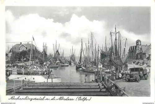 A5857 Germany Neuharlingersiel fishing village on the North Sea in Ostfriesland (East Frisia) AK