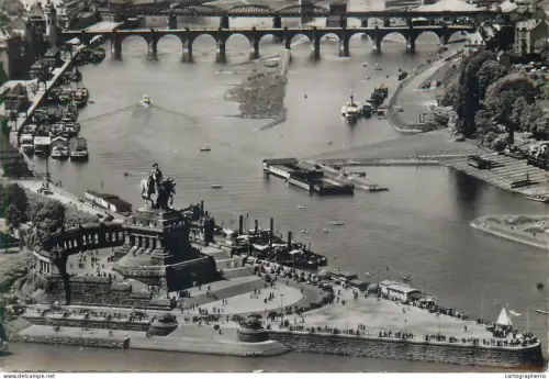 A5857 Navigation themed postcard transport ships sailing vessels nautical topic harbor scene boats Koblenz