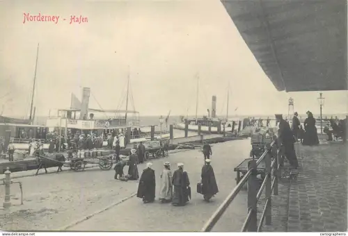 A5857 Navigation themed postcard transport ships sailing vessels nautical topic harbor scene Norderney