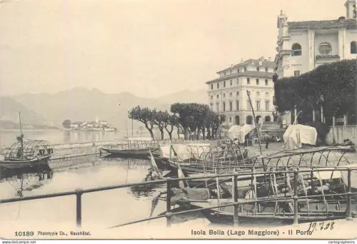 A5857 Navigation themed postcard transport ships sailing vessels nautical topic fishing boats Isola Bella Lago Maggiore