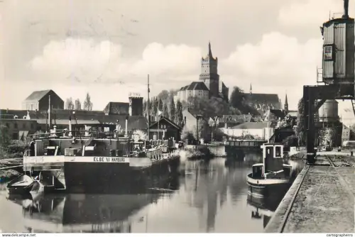 A5857 Navigation themed postcard transport ships sailing vessels nautical topic Elbe XI Hamburg ferry Kleve