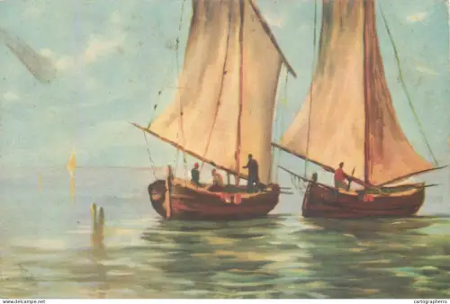 A5857 Navigation themed postcard transport ships sailing vessels nautical topic fishing boats