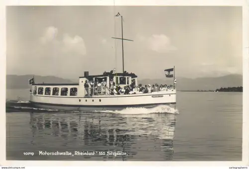 A5857 Navigation themed postcard Transport Ships Sailing Vessels nautical topic Motorschwalbe Rheinlust