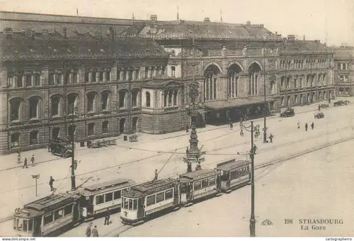 A5856 Strasbourg la gare cpa trams tramway
