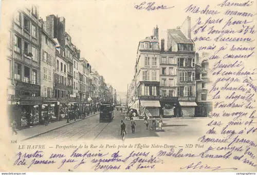 A5855 France Le Havre perspective de la Rue de Paris 1902