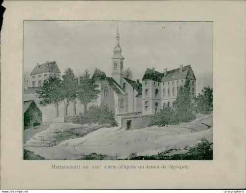 France Mattaincourt d`apres un dessin de l`epoque old paper 11 x 15 cm