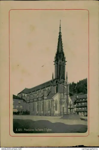 France Plombieres les Bains eglise old paper 12 x 17 cm