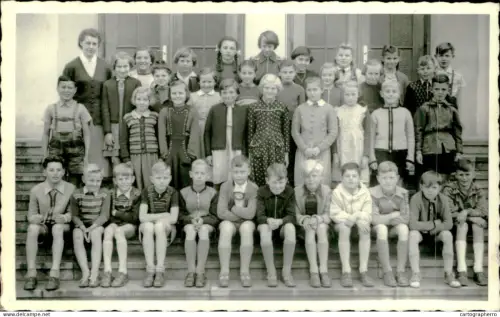 A5926 Photographic postcard school prom souvenir 1954