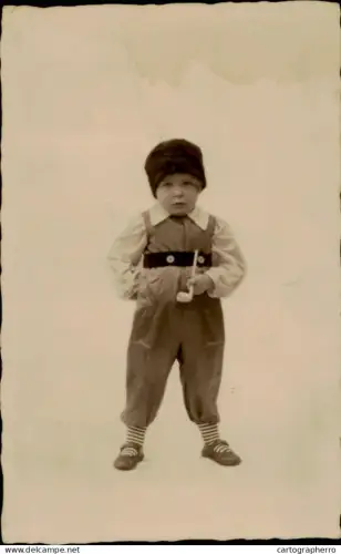 A5926 Photographic postcard photo C. Bogaert Anvers child with pipe souvenir