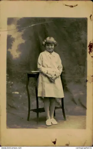 A5926 Children > Portraits young lady studio souvenir vintage photographic postcard