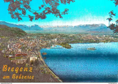 A5397 Austria Bregenz am Bodensee gegen Rheintal und Schweizer Berge