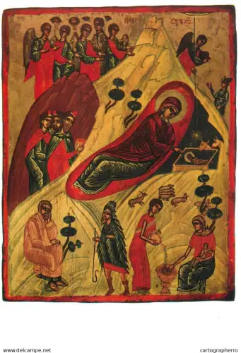 A5402 Religious fine art Greek icon Nativity scene late XV century