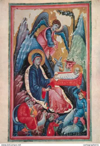 A5402 Religious fine art Geburt Christi um Engel mit Laute Hochaltar der Kattedrale zu Chur