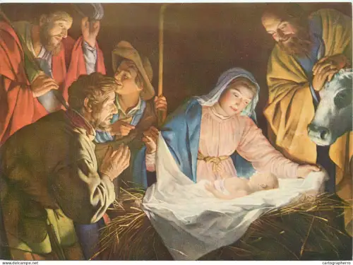 A5401 Religious fine art Geburt Christi mit Anbetung durch die Hirten von Gerard von Honthorst