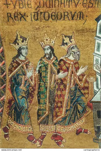 A5401 Religious fine art Italy Venezia Basilica di S Marco Herod interrogates the Three MAgi XIV century