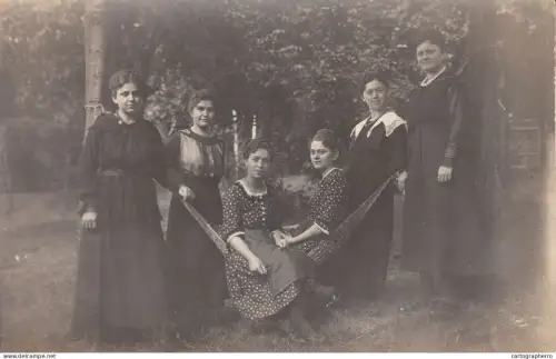 A5936 Anonymous women hammock souvenir photo postcard