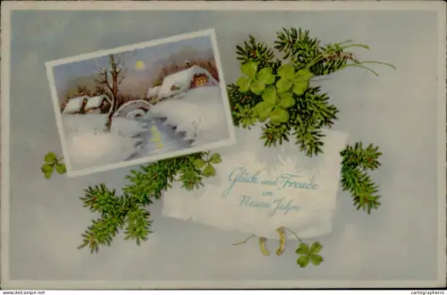 A5936 Holidays & Celebrations greetings postcard New year luck Feldpost 1939