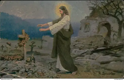 A5936 Kunstler R. Leinweber Biblical scene Red Cross postcard 1916