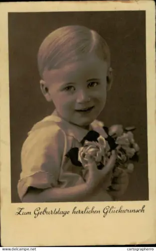 A5936 Birthday greetings postcard Germany 1936 children portraits