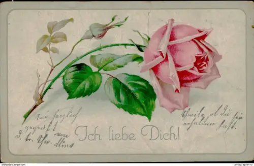 A5936 Postcard rose greetings Ich liebe Dich! 1914