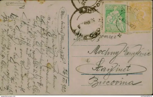 A5936 Postcard correspondence Romania comuna Arcus Transilvania - Storojinet BuKowina 1923 Expectation by Kreuze