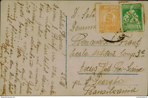 A5936 Postcard correspondence military school Romania comuna Arcus Trei-Scaune Covasna Transilvania Meditation A. Romer