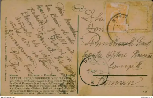 A5936 Postcard correspondence Storojinet Bukovina - Roman 1923 Hermann und Dorothea v. Arthur Georg Freiherr von Ramberg