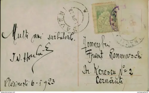 A5936 Postcard correspondence Saveni - Bukovina Czernowitz 1923 Mignon beauty