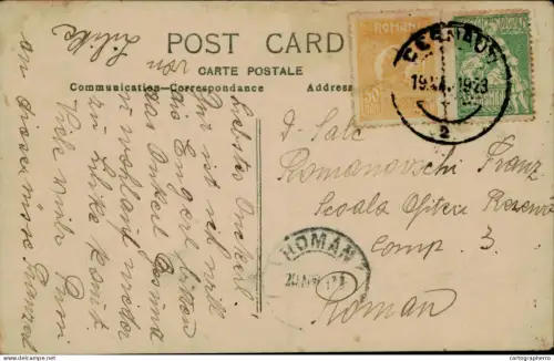 A5936 Postcard correspondence Bukovina Czernowitz - Roman 1923