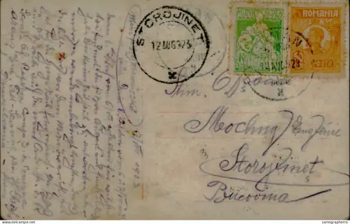 A5936 Postcard correspondence Bukovina Storojinet 1923 adorable girl with pony