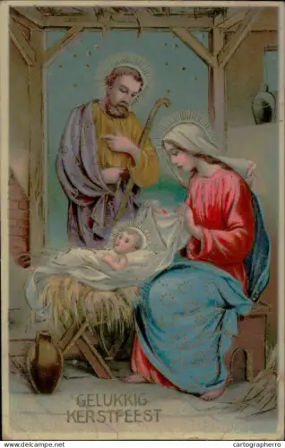 A5936 Christmas greetings postcard Holy Family Nativity