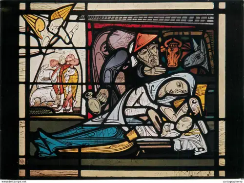 A5404 Religious fine art Holy Family stained glass painting Hans Mennekes