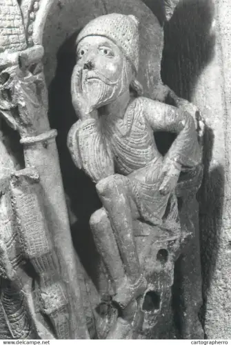 A5403 Religious fine art Autun Cathedrale Saint Lazare Adoration des Mages XII century St Joseph detail aspect