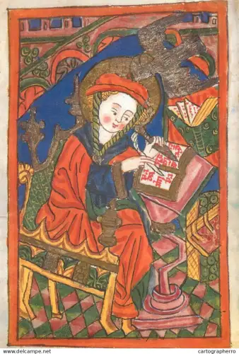 A5403 Religious fine art Die Heilige Klara als Schreiberin