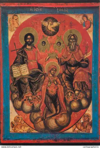 A5403 Religious fine art Maria Coronation XVIII century Greek icon