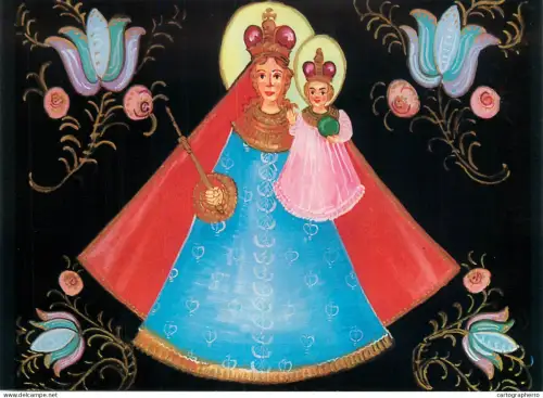 A5402 Religious fine art Tozler Madonna Hinterglasbild 1964