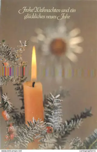 A5440 Winter seasonal greetings postcard New Year candle