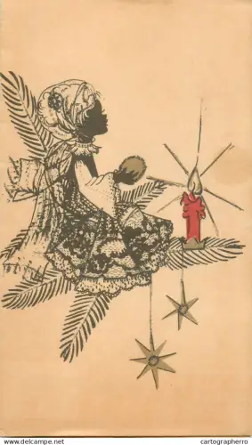 A5440 Winter seasonal greetings postcard New Year candle