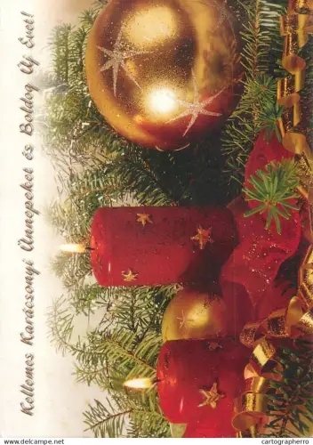 A5440 Winter seasonal greetings postcard New Year candle