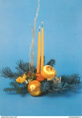 A5440 Winter seasonal greetings postcard New Year candle