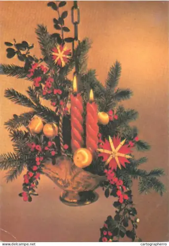 A5440 Winter seasonal greetings postcard New Year candle