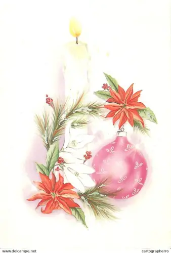 A5440 Winter seasonal greetings postcard New Year candle