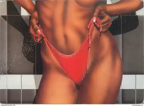 A5411 Advertising Beautiful woman body bikini pinup risque tonified body detail aspect