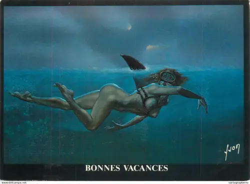 A5411 Pinup Risque shark woman nude