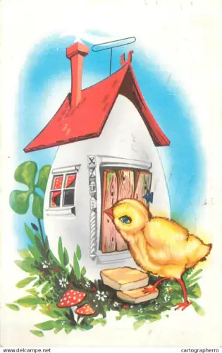 A5409 Chicken house mushroom illustration