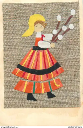 A5409 Doll with traditional folk costume and blossom willow branch