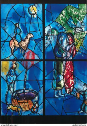 A5408 Religious fine art Mainz Pfarrkirche St Stephan Marc Chagall the wooing Isaac and Rebecca