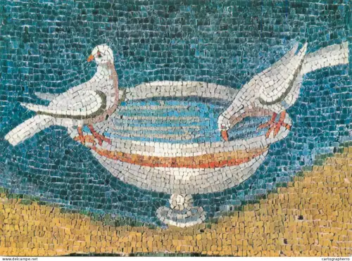 A5408 Religious fine art Ravenna Mausoleum del Galla Placidia mosaic doves fountain detail aspect